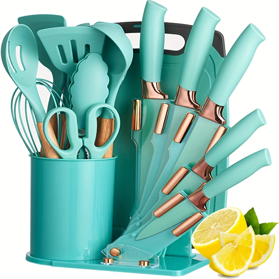 19 Sector Set And Knife Set, Perfect for Outdoor Camping - Heat-Resistant, Non-Stick, Wooden Handle, Easy to Clean - Perfect for Women'S Cooking Gifts, New Year'S And Valentine'S Day