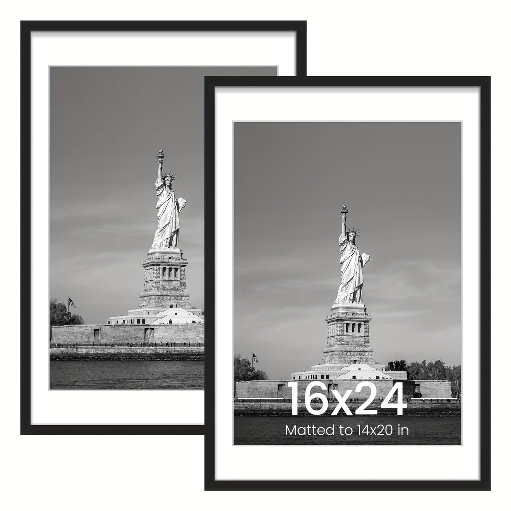 12X18/16X24 Picture Frame, Display Pictures 14X20 with Mat Or 16 X 24 Without Mat, Wall Hanging Poster Frames, Black