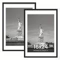Black Poster Frame Pair, 2-Pack Plastic Picture Frames in 12x18 or 16x24 Inches with Clear Covers and Spring Backing for Horizontal or Vertical Wall Displays