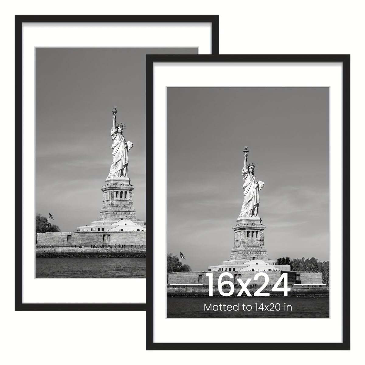 12X18/16X24 Picture Frame, Display Pictures 14X20 with Mat Or 16 X 24 Without Mat, Wall Hanging Poster Frames, Black