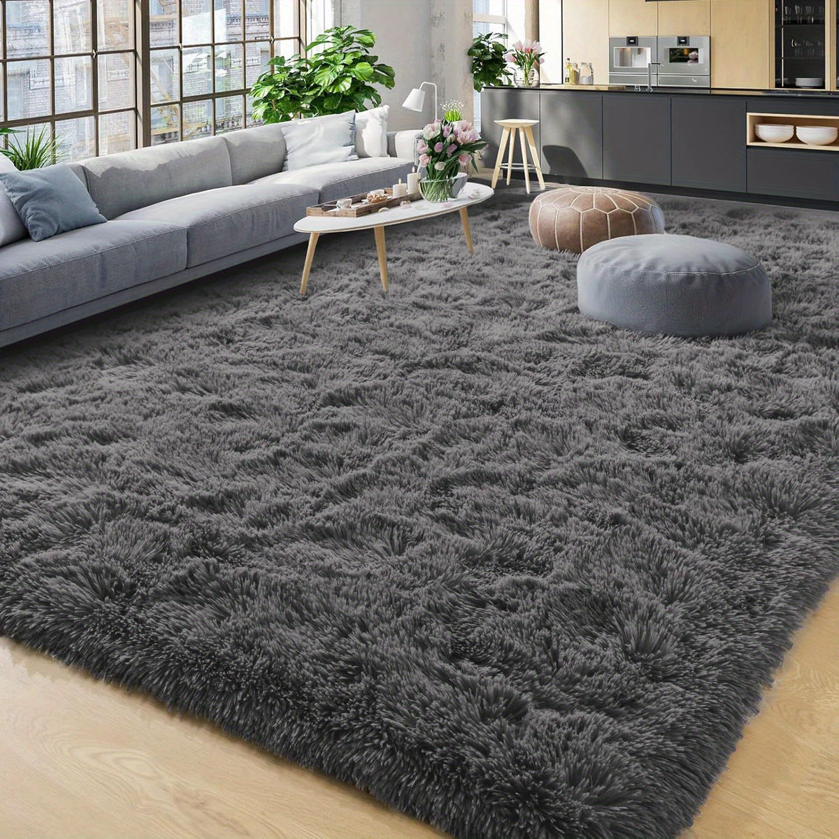 1 Luxury Rectangular Plush Rug Soft, Perfect for Living Room Sofas, Bedrooms, Home High-end Decor, Easy to Clean, Durable, Versatile, Fluffy, Tie-dye, Solid Color,, Slip-resistant, Machine Washable