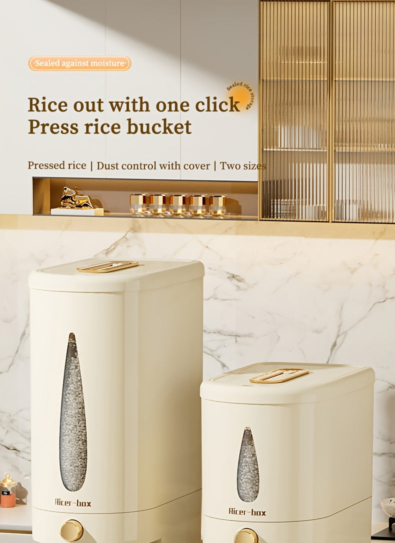 11/22 Pound Large Capacity Press Type Measuring Cup Rice Dispenser | Large Capacity Moisture-proof Sealed Rice Storage Box | Moisture-proof And Insect Proof Design for Rice, Coffee Beans, Legumes, Flour, And Pet Food | Kitchen Utensil Cabinet