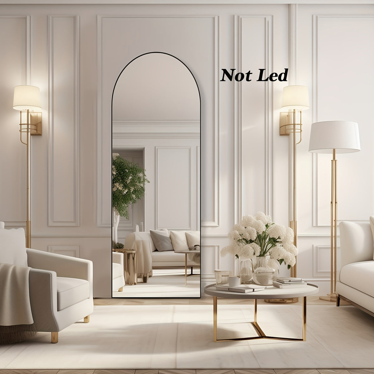 SMUG 64 X 21 Inch Mirror Full Length Standing Mirror with LED Lights, Lighted Floor Mirror with Stand, W/Dimming And 3 Color Lighting, Wall Mirror Full Length Aluminum Alloy Thin Frame