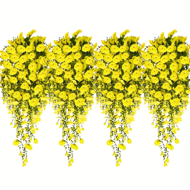 4pcs- Seven Colors, Outdoor Artificial Flowers, UV-resistant Eucalyptus Pendants, Suitable for Home, Garden, Wedding Decoration, Courtyard, Spring and Summer Display, Indoor/ Outdoor Hanging Display, Yellow, Red, White, Purple