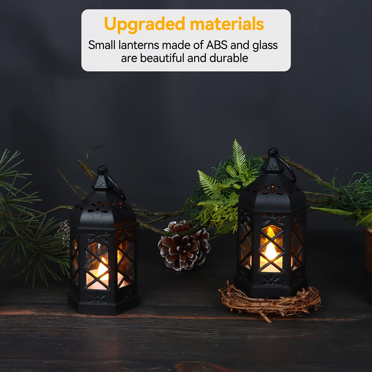 Set of 12 LED Lanterns, Decorative Candle Lanterns, Vintage Hanging Lanterns, Moroccan Style for Wedding And Christmas Decor, Halloween Decorations, And Table Centerpieces