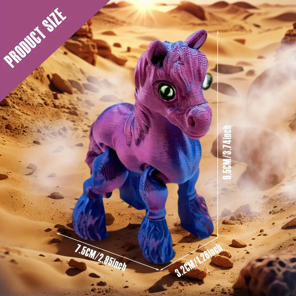 6pcs 3D Printed Horse Colectible Figurines, Flexible Animals Statue, Movable Joints, Home Office Decor