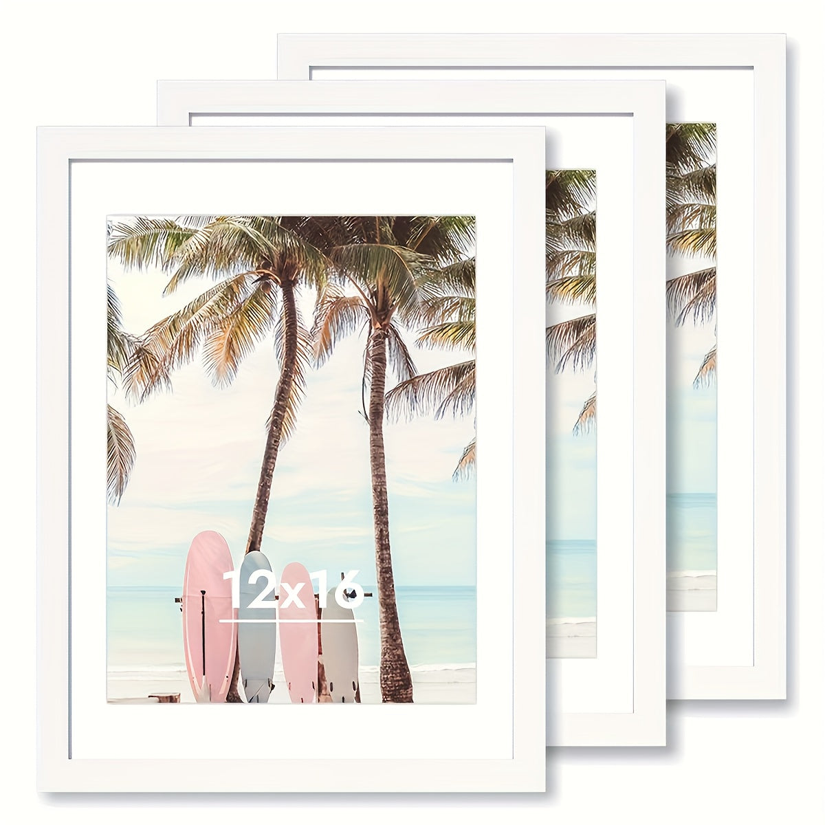 3pcs Classic Black Picture Frame Set - Heavy-Duty Plastic Frames with Vertical/Horizontal Hanging, 8x10, 11x14, 12x16 Inch - for Living Room, Bedroom, Office - Modern Minimalist Wall Decor Gallery Frames for Photos, Posters, Art Prints - Easy Mounting Har