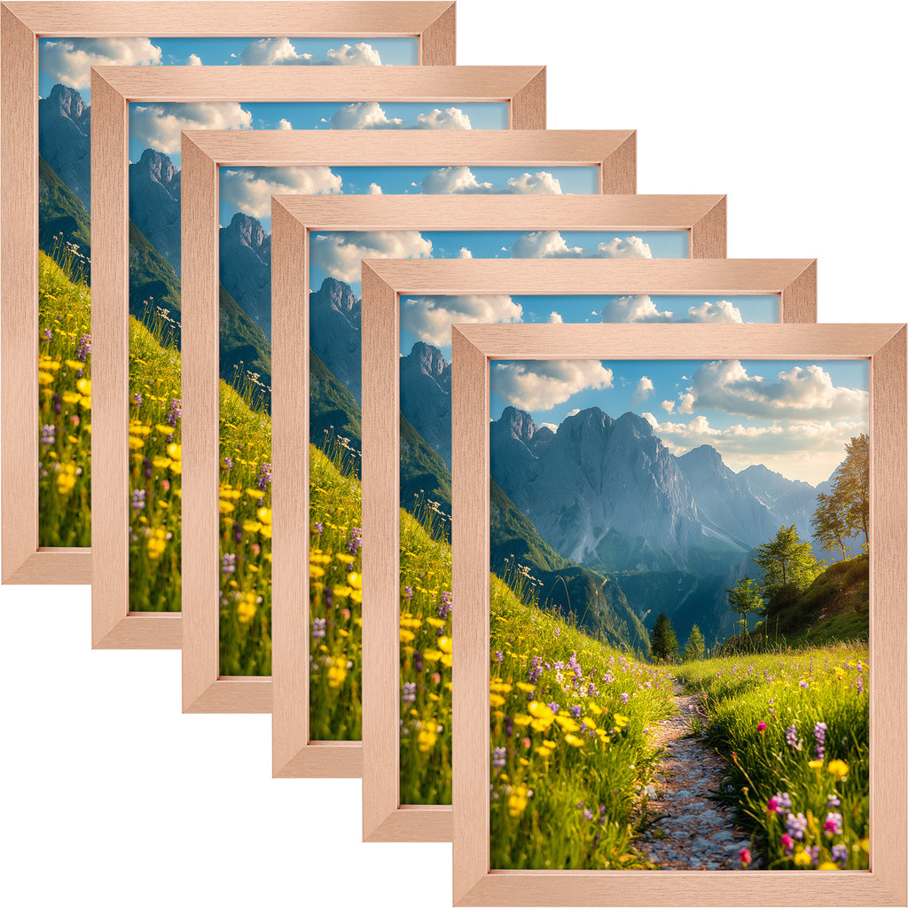 6 Packs 6x8/8x10/9x12/11x14/16x20 Picture Frames Set, Engineered Wood Gallery Wall Frame Set with Plexiglass - Wall Mounting or Tabletop Display