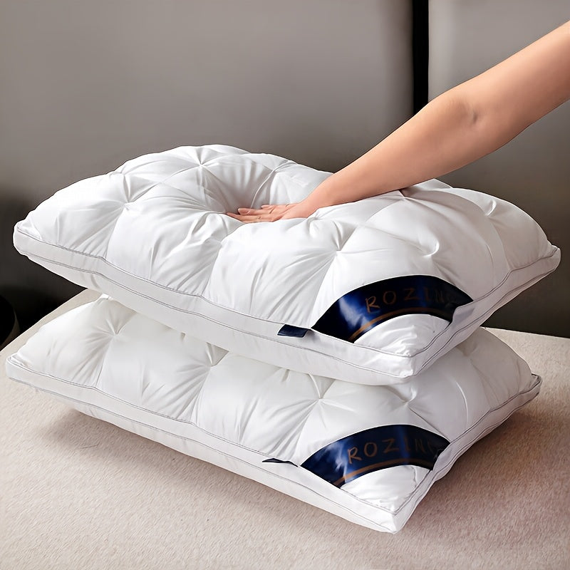1/2pcs Luxury Hotel-Quality Pillows, Queen Size High Resilience Plush Fill, Soft Comfortable for Deep Sleep. Ideal for Side Back Sleepers, Breathable Cooling, All-Season Use, Machine Washable, Hypoallergenic Plush Cover, Cooling