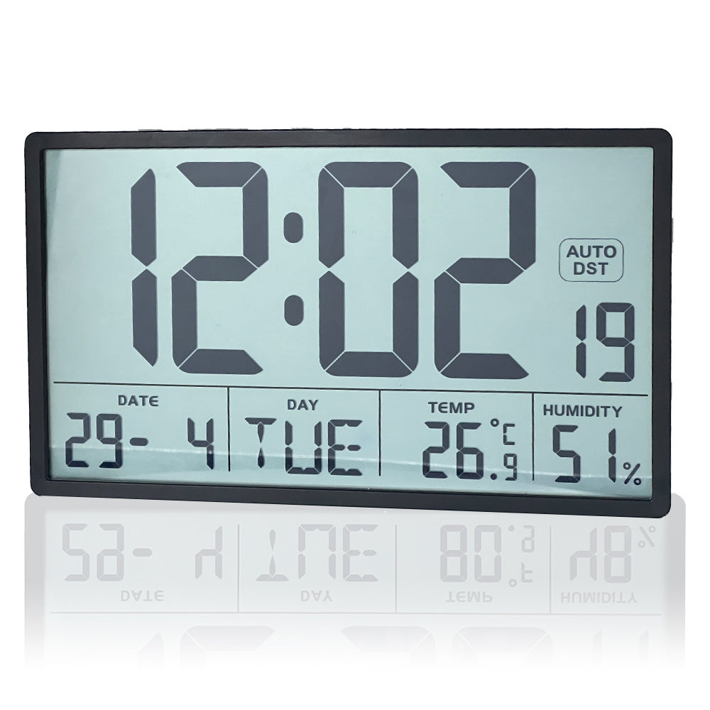 8'' Large Digital Wall Clock Battery Operated with Jumbo Numbers, Temperature And Date - Easy to Read And Set, Auto DST