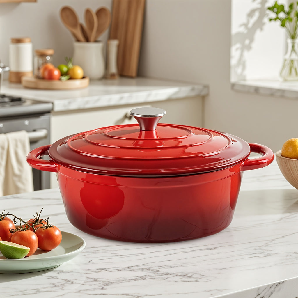 4.5QT Enameled Dutch Oven Pot With Lid, Cast Iron Dutch Oven With Dual Handles For Bread Baking, Cooking, Non-stick Enamel Coated Cookware