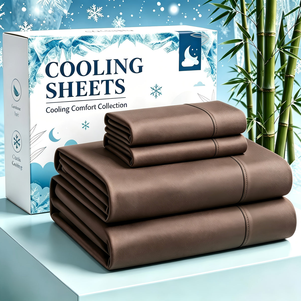 4-Piece Luxury Cooling Sheet Set - Breathable And Cooling Sheets - Hotel Luxury Sheet Set - Easy to Install And Secure - Soft, Wrinkle-Resistant Comfortable Sheets - Extra Deep Pocket Sheet Set - 4-Piece Set, Color Random