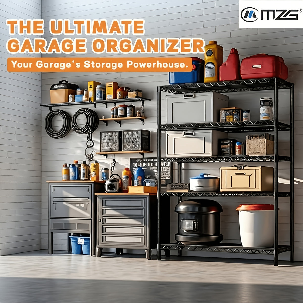 MZG 2000/1600/1000 Lbs 5/4/3 Tier Storage Shelving Steel Heavy Duty Multi-Tier Utility Shelving Unit Steel Organizer Wire Rack For Home, Kitchen, Office, Garage Standing Baker'S Racks, Room Decor Shoe Hat Organizer Bathroom Accessory Dresser Laundry