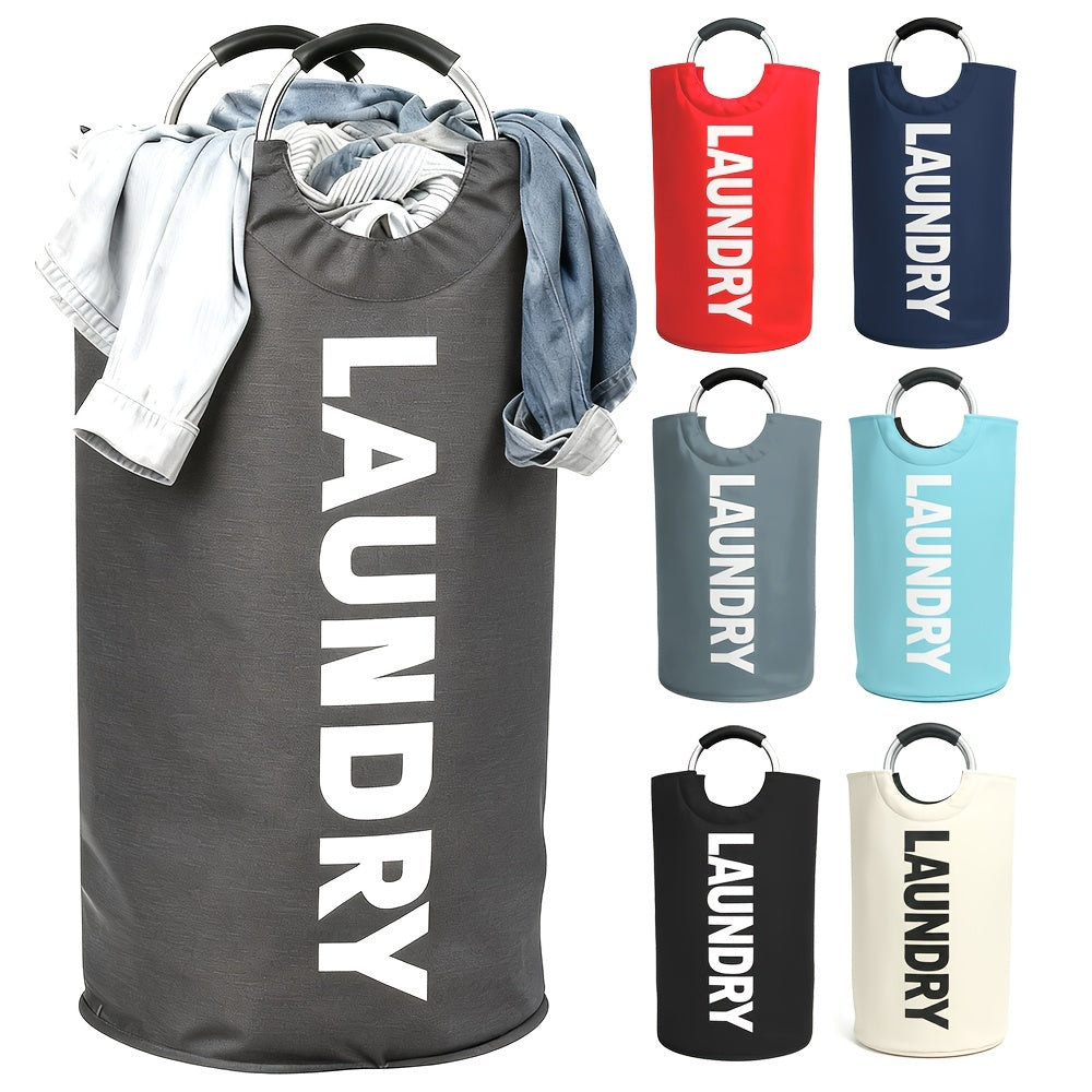 Extra Large Foldable Laundry Basket Hamper Bag (Aluminum Full Loop Handle) - Tall Collapsible Fabric Clothes Bin for Bedroom, Bathroom, College Dorm Storage, Closet Organization & Washing (Space-Saving Design), Laundry Baskets
