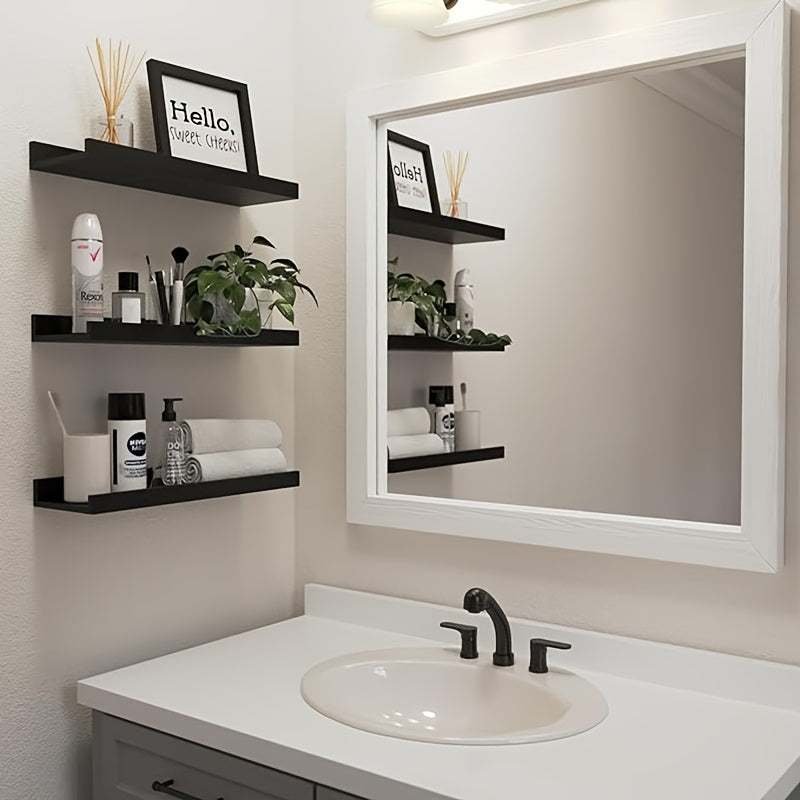 4/6pcs Carbonized Black Floating Shelves, Rustic Wood Shelves, Wall Mounted Shelf for Bathroom Decor, Bedroom, Living Room, Plants, Kitchen, Bathroom, Bathroom, Office, Multi Size The Best Gifts for Father's Day And Independence Day, Floating Shelves