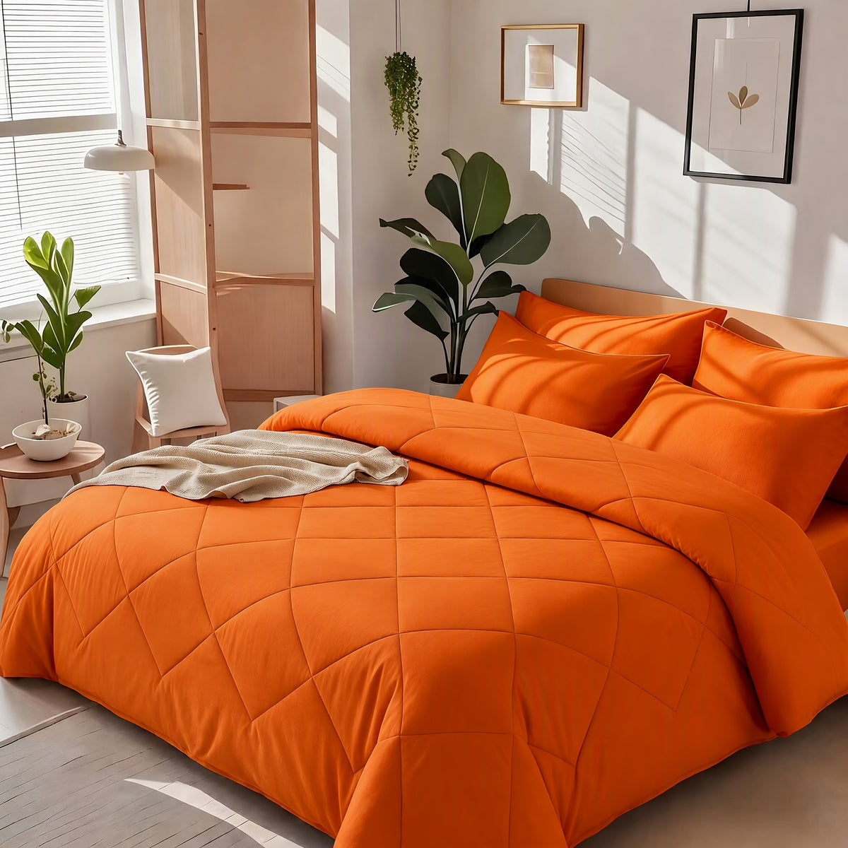 2/3pcs Solid Color Rhombus Grid Queen/King Size Bedding Set Soft, Comfortable, Fluffy Microfiber Filling Lightweight Breathable Fabric Easy Care All Season Use Includes Comforter Pillowcases Luxury Quality