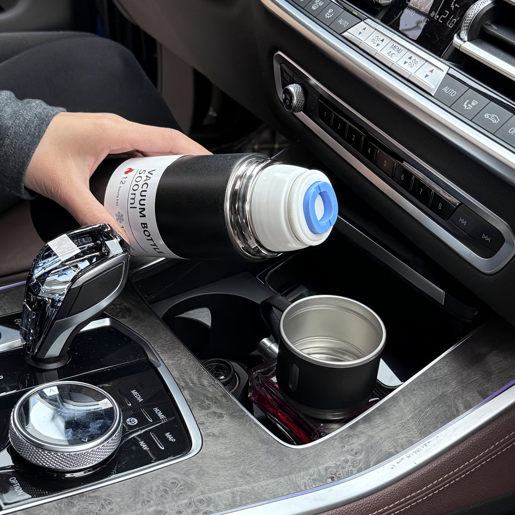 4pcs Per Set, Including 3 Small Cups+1 Water Cup, Insulated Cup Set, Stainless Steel Bottle 500Ml/ 16.9Oz Insulated, Perfect for Hot And Cold Drink, Perfect for Business And School Three Lid Portable Fashion Spot Business Event Gift Set Stainless