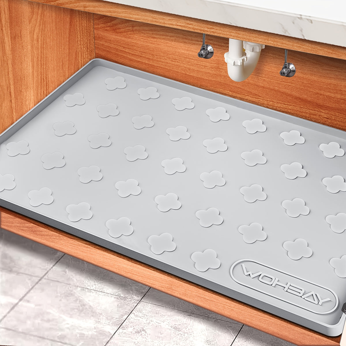 Waterproof Kitchen Undersink Mat, 34" X 22" Silicone Undersink Mat For The Bottom Of The Kitchen Sink, Undersink Drip Tray Liner For Kitchen Bathroom Cabinets, Can Hold Up To 3, 3 Cups Of Liquid.