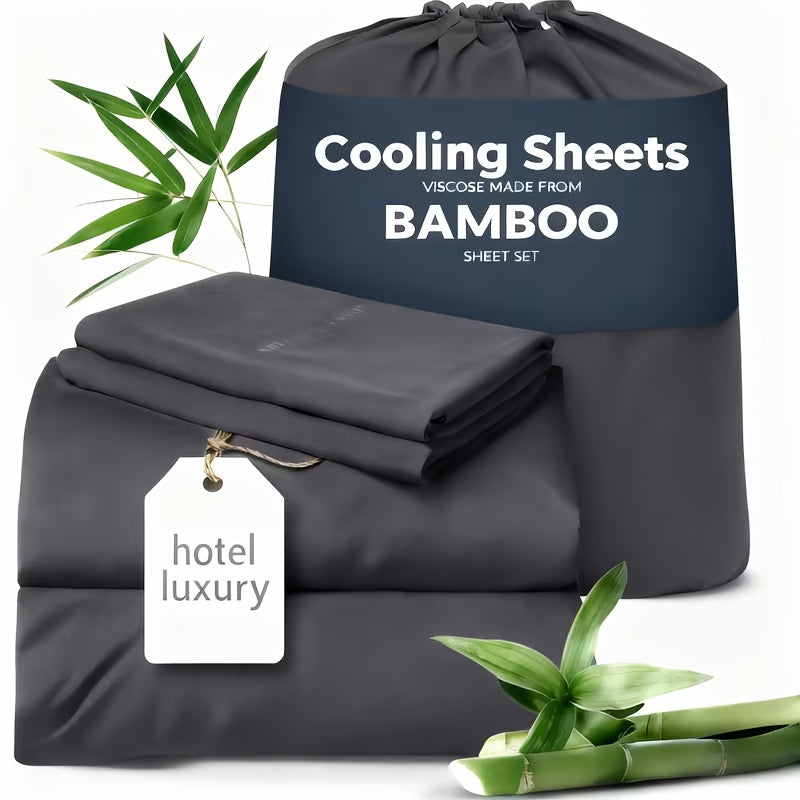 3/4pcs Cooling Sheets Set - Bamboo Bed Sheets Set Queen Size - Luxury Fitted Sheet Set - 1660TC Ultra Soft Children Sheet & Pillowcase Sets - Deep Pockets - Unmatched Comfort & Softness Sleep - Perfect Fit for All Beds Set - Include Random Color
