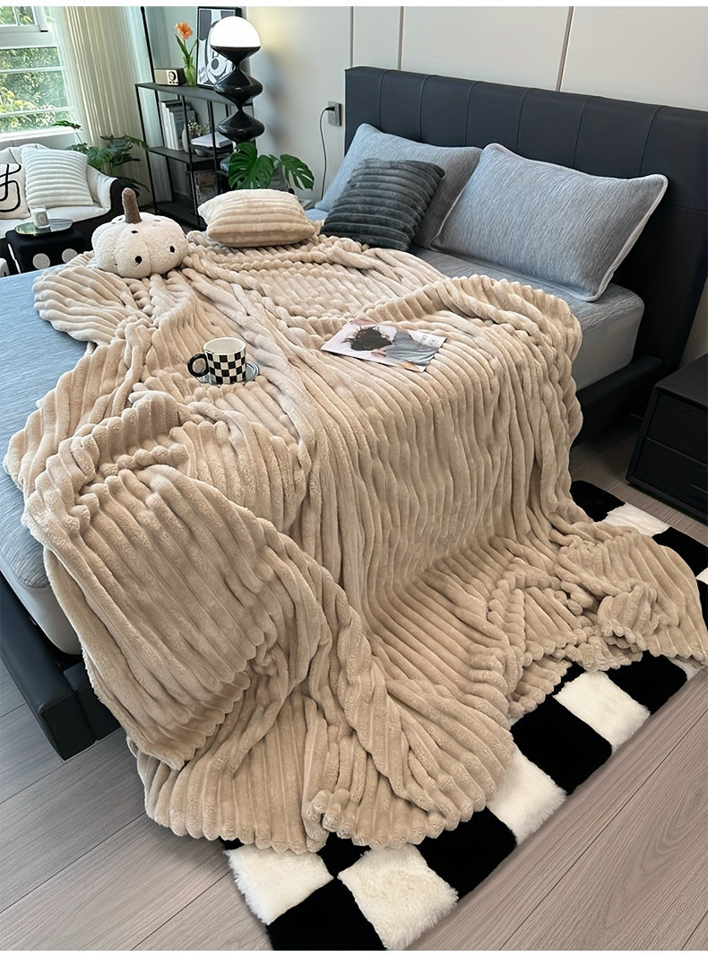 Ultra-Soft Thick Fleece Blanket | Multi-Color, 3D Faux Rabbit Fur, Double-Sided, Ideal for All Seasons, Home, Office, Travel, Camping, Gift for All Occasions