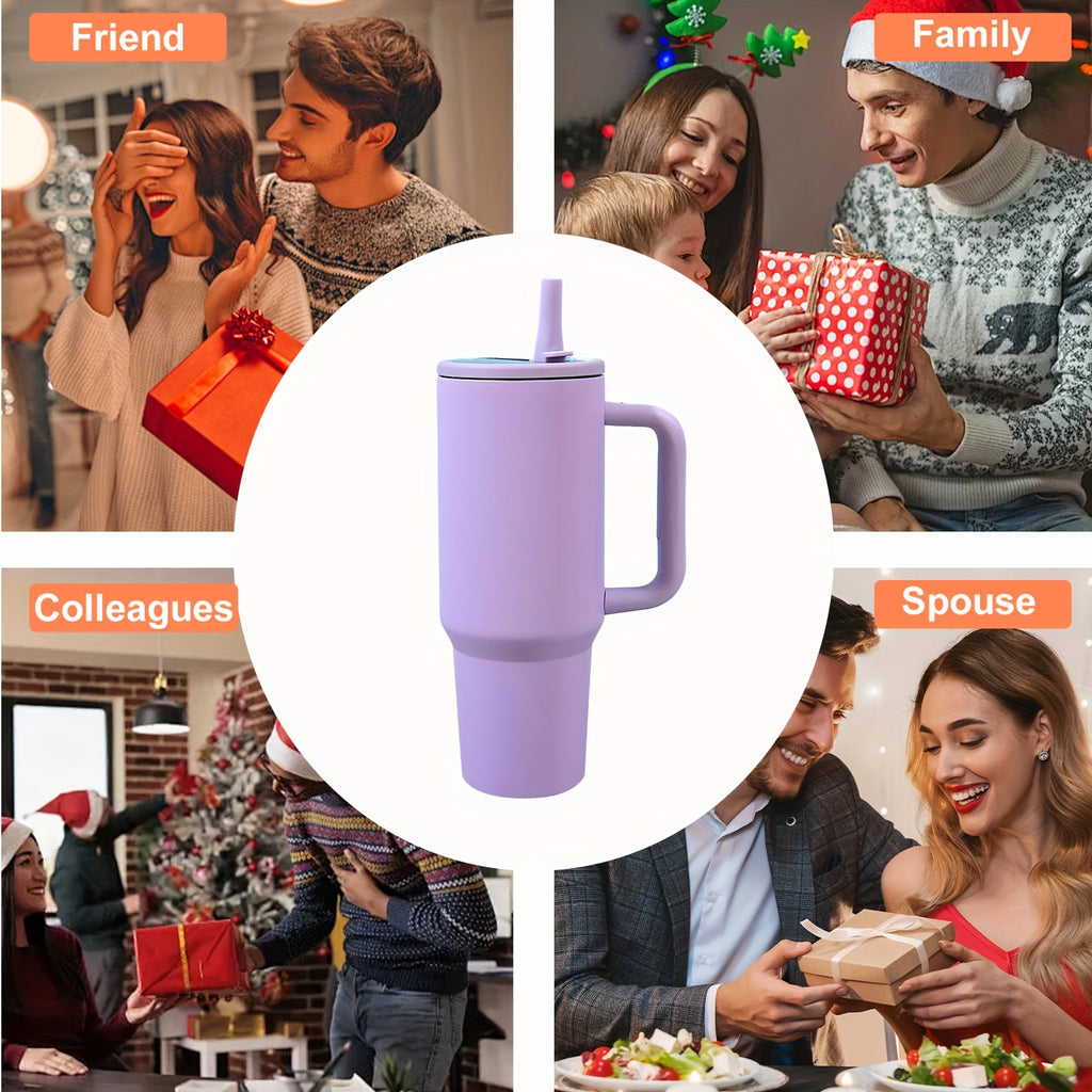 1pc Foldable Straw Stainless Steel Insulated Tumbler with Lid And Straw, Double Wall, 6 Colors Available, Keeps Hot 12H/Cold 24H, Suitable for Home, Office, Car, And Travel, Great for Christmas, Thanksgiving, And Birthday Gifts, Local Warehouse.