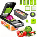 14-in-1 Vegetable Chopper with Collection Container, Stainless Steel Blades and Egg Separator for Dicing, Slicing and Grating Everyday Meal Prep