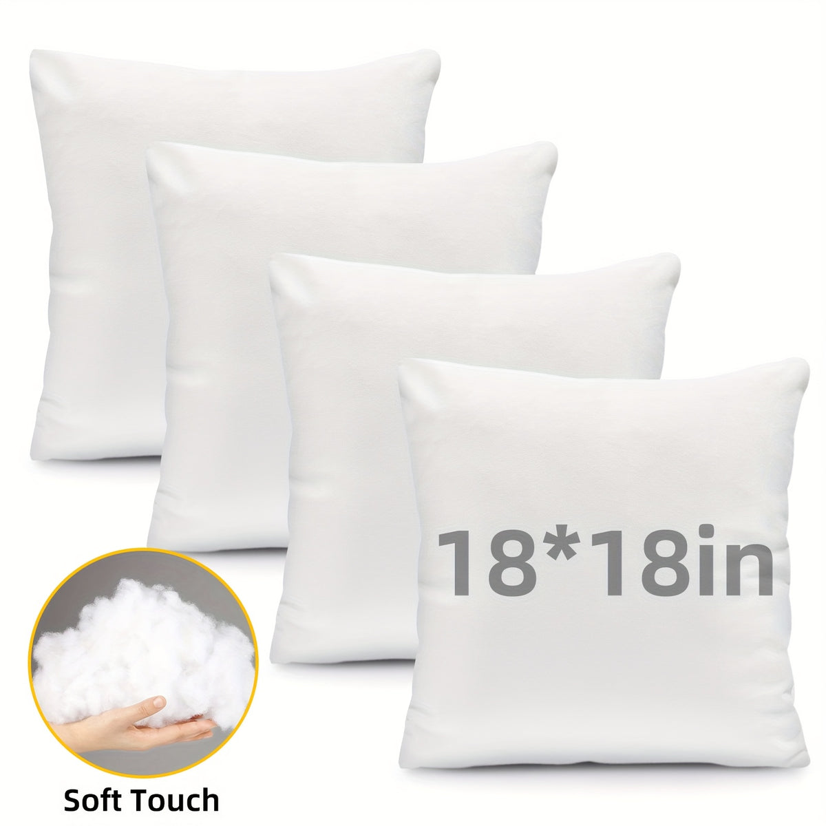 4-Pack/6-Pack 12x20/18x18/20x20 Inch Outdoor High Quality Pillow Inserts, Soft Fluffy Throw Pillows, High-Capacity Microfiber Filled Pillow Cores, Multiple Sizes for Sofa Pillows, Decorative Square Throw Pillows, Suitable for Sofas, Beds