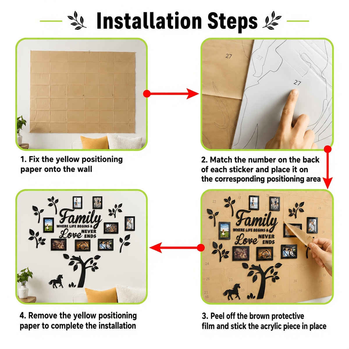 [Christmas Halloween] Set of 3D Acrylic Photo Frame Wall Decorations With Poster Templates - Self-Adhesive DIY Photo Collage Gallery for Family, Family Tree, Wedding, New Year, Christmas, Back to School, Anniversary for Halloween&Christmas
