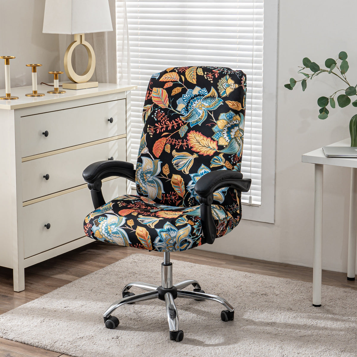 1pc Stretch Printed Computer Office Chair Covers, Soft Fit Universal Desk Rotating Chair Slipcovers, Removable Washable Anti-Dust Spandex Chair Protector Cover With Zipper, Valentine'S Day Gift, Valentine'S Day Decorations
