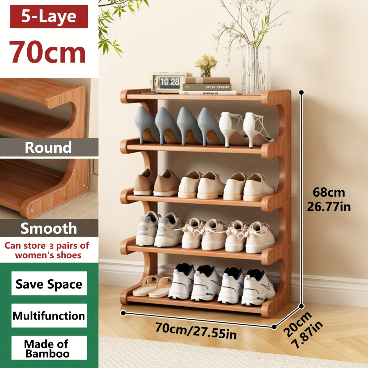 3/5/6-tier Shoe Rack, Practical Storage Shelf, Space-saving Design, Multi-layer Independent Storage Rack, Wood Grain Finish, Easy to Assemble, Self-standing Cube Shoe Storage Rack, Suitable for Dorm Rooms and Entryways, Easy to Assemble, Brown