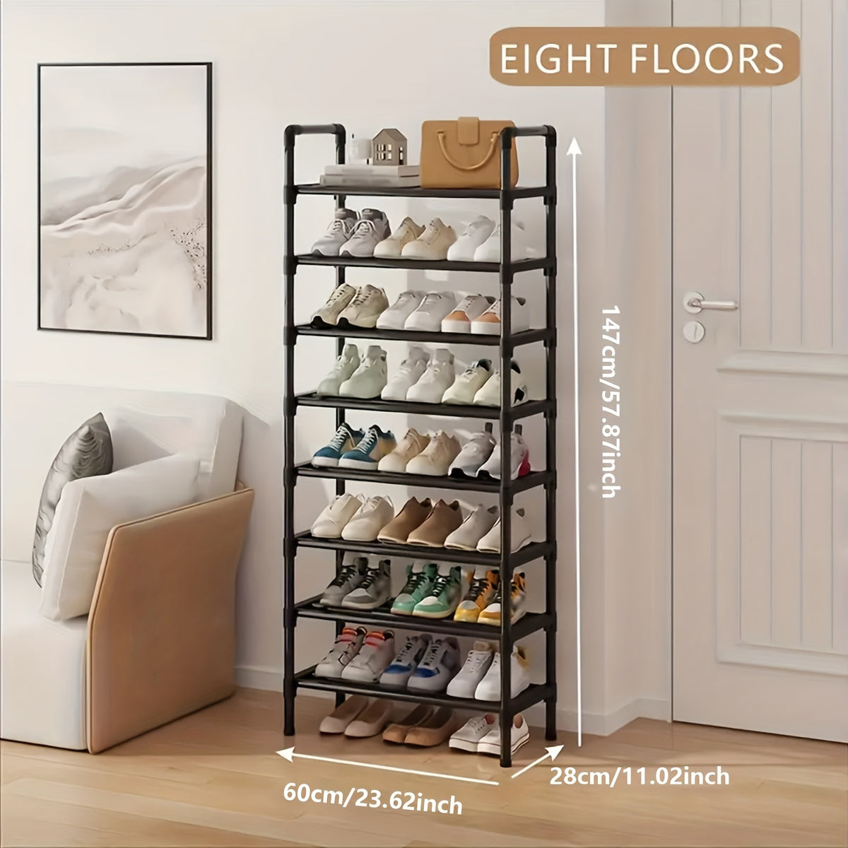 Black Shoe Rack with 4, 5 or 7 Tiers, Multi-Layer Space-Saving Shoe Storage Organizer for Entryway, Bedroom and Hallway Organization