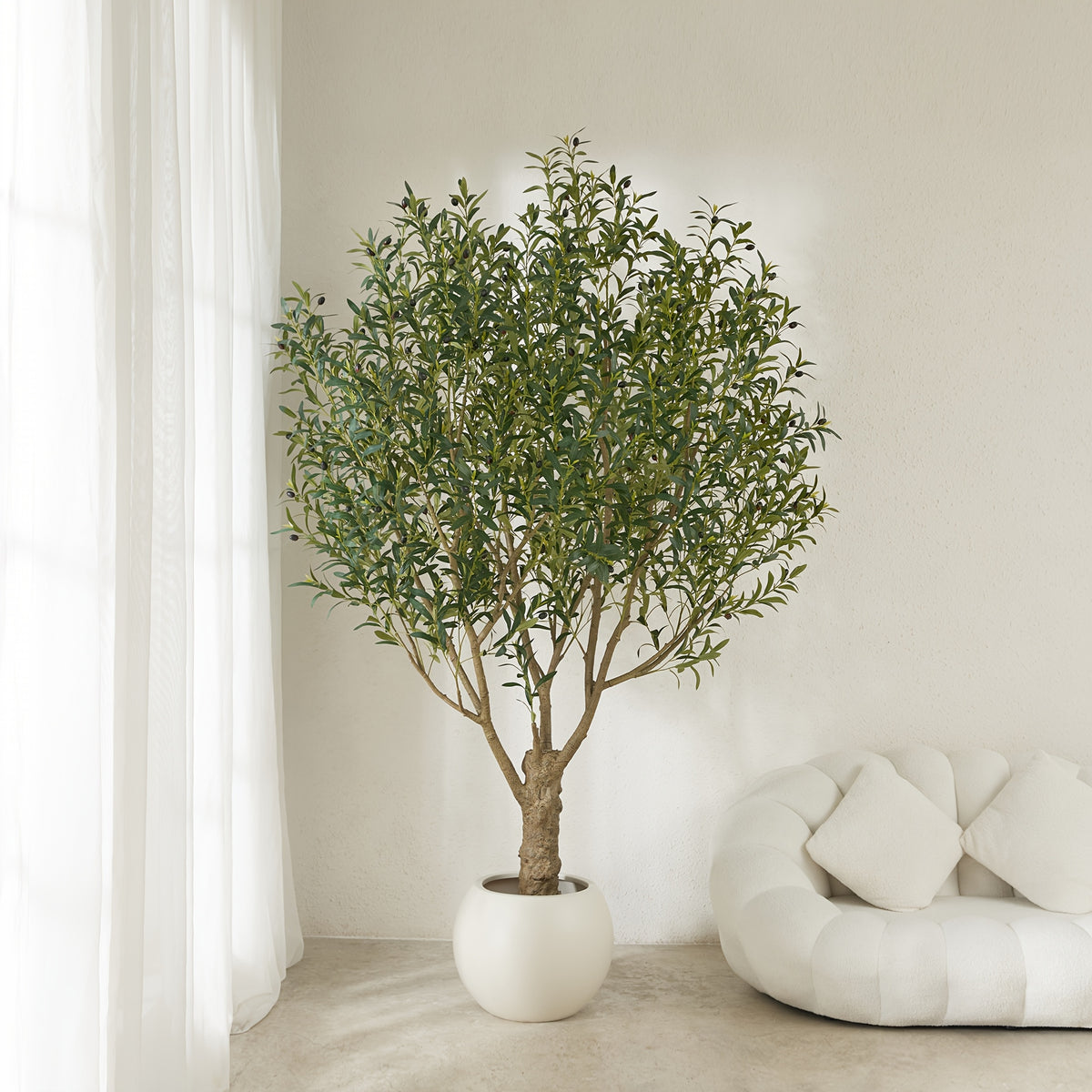 5/6/7/8ft Artificial Olive Tree, Faux Olive Plant with Black Planter, 39/49/54/62 Branches & 1390/2055/2871/4007 Silk Leaves, Perfect for Indoor Home Office Decor, Living Room, Bedroom, And Gift Ideas