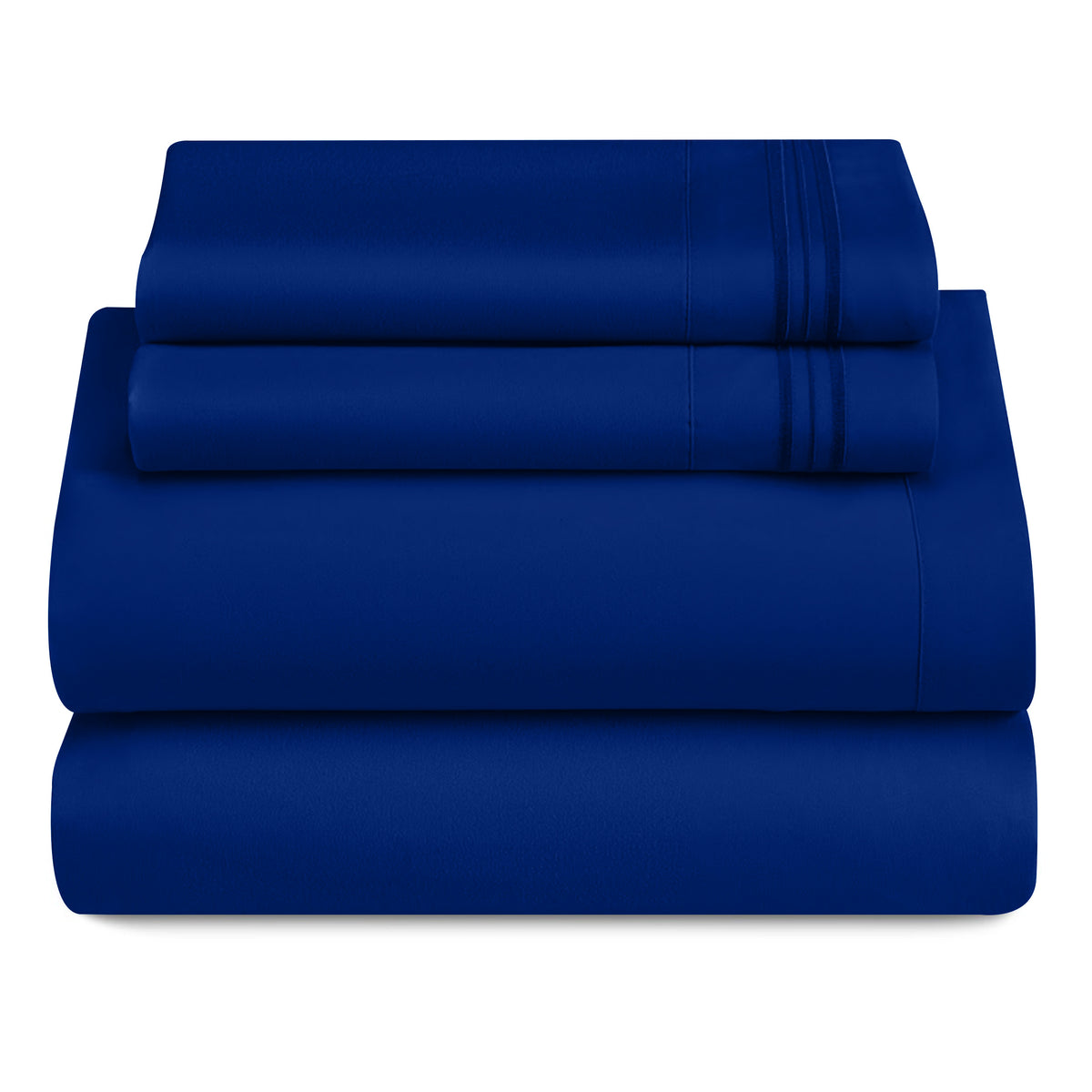 Lux Decor 4 Pieces Solid Bedsheets - 1800 Series Stylish Comfy Bedding Sheet Set - Hotel Luxury Skin Friendly Cooling Sheets & Embroidered Pillowcases Without Filler - Classic Collection With 16 Inches Deep Pocket Room decor - Shrinkage & Fade Resistant