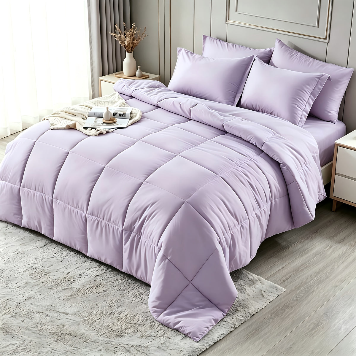 2/3pcs Bed Sheet Sets Queen Size, Double-Sided Tech Fabric, All-Season Comforter-Soft Breathable Quilt for Hot Sleepers & Night Sweats-Bedroom & Camping Use-for Couples & Solo User, 1 Comforter, 1/2 PillowCases, Bedding, Random Color