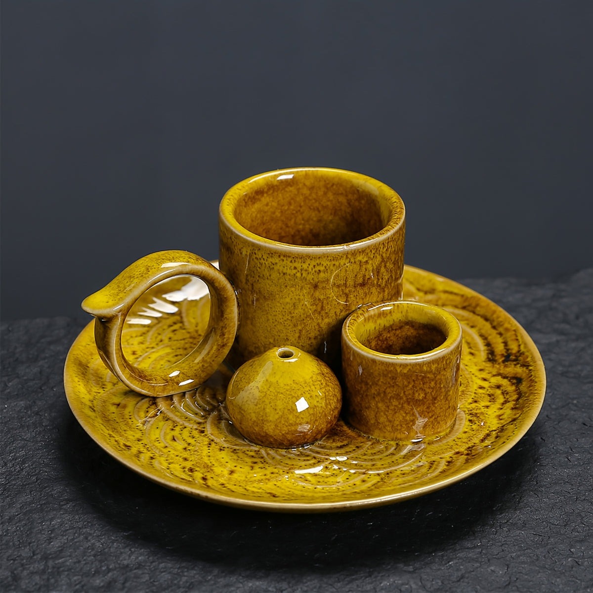 1pc Premium Ceramic Incense Burner, 4-in-1 with Handle, Suitable for Incense Sticks, Sage, Candle Holder, Perfect Ash Collection, Exquisite Home Decor Tray, Ideal for Yoga, Meditation, Housewarming, Gifts for Friends and Family