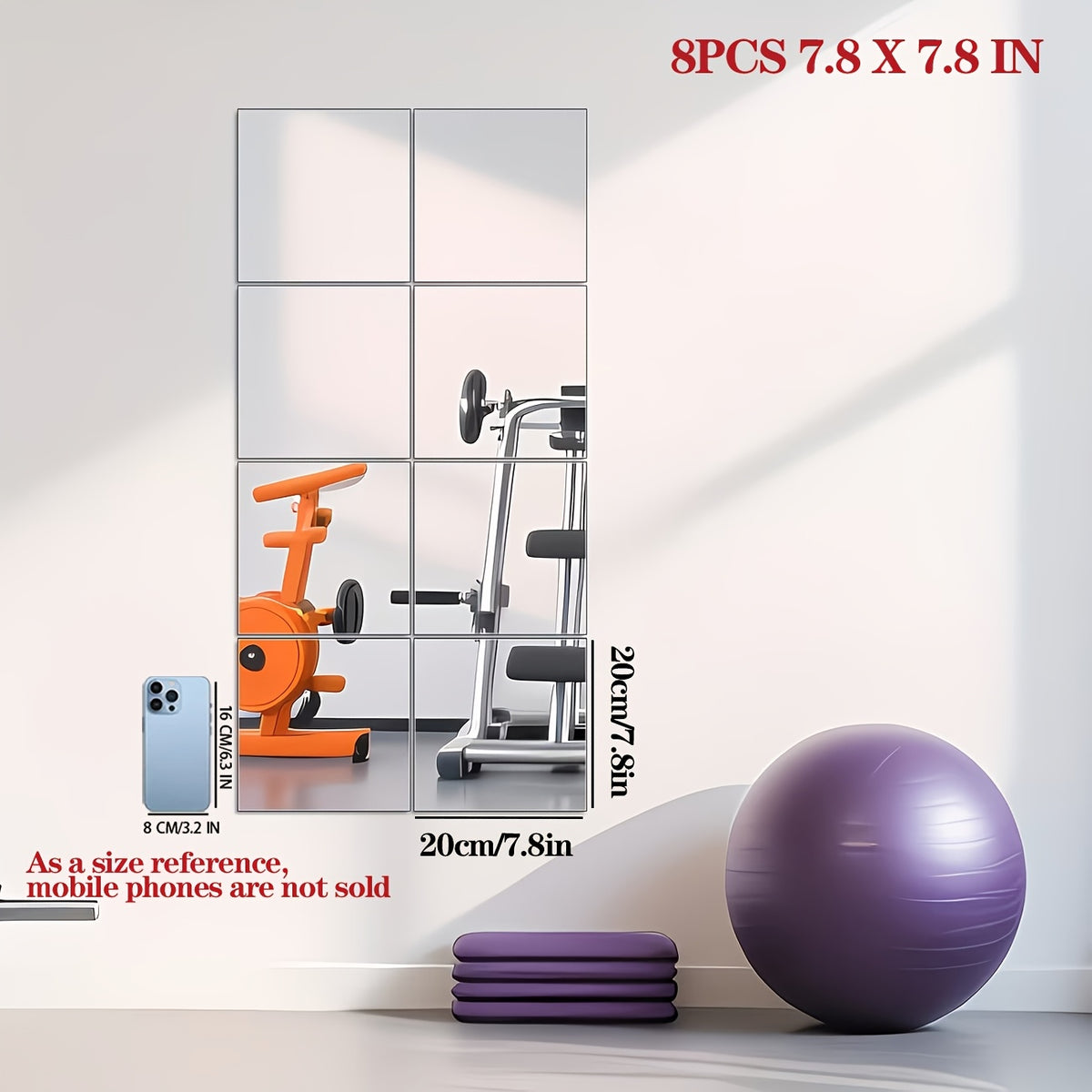 [Flexible Stick-On Mirrors] 4/8pcs Self-Adhesive Mirror HD Acrylic Mirror, Flexible Stick-On Mirror Sheets, Frameless Wall Mirror, Plastic Mirror Wall Stickers, Home Decoration Is Not Fragile, Mirrors