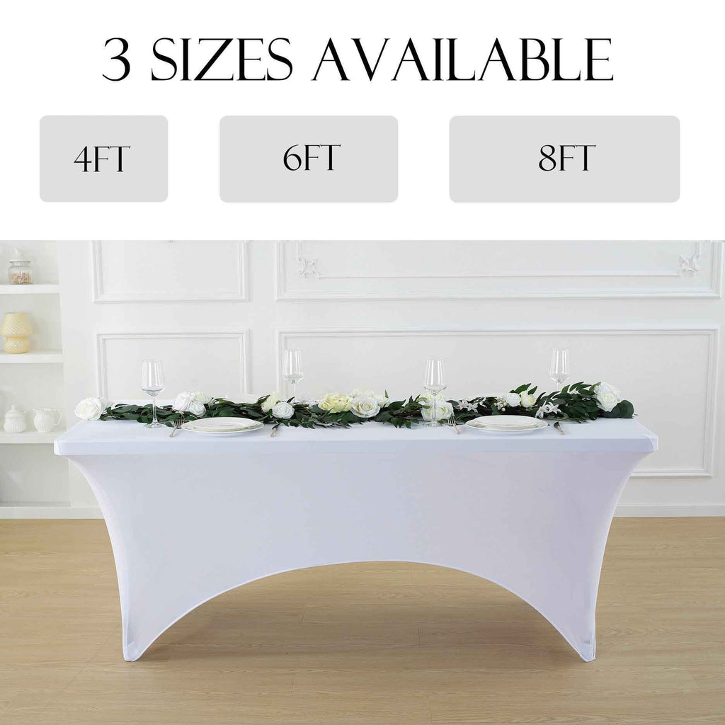 1pcs 4ft/6ft/8ft Spandex Tablecloth, Fitted tablecloth, Wrinkle Resistant Stretchable Rectangle Table Cover For Event, Wedding & Parties