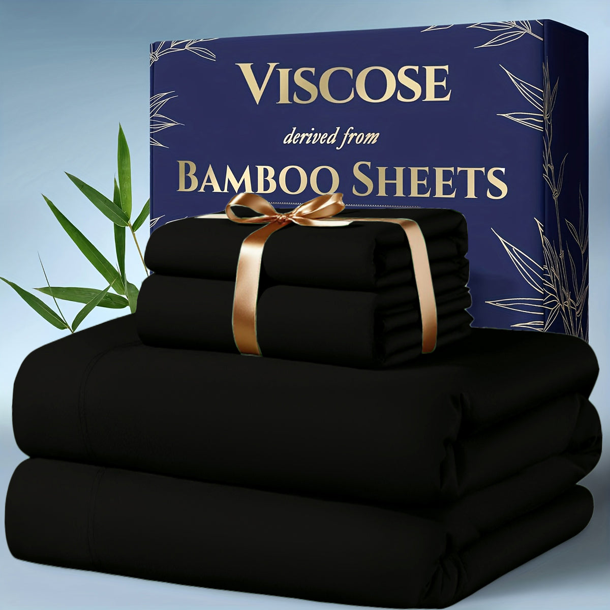 3/4pcs Cooling Bamboo Bed Sheet Set, Kids' Sheet & Pillowcase Sets 2000 TC Extra Deep Pocket 16 Inch Bed Sheet, Luxury Soft Hotel & Cooling Sheet Set for Hot Sleepers, Fitted Sheet+Flat Sheet+Pillowcases, Twin/ Full/ Queen/ King