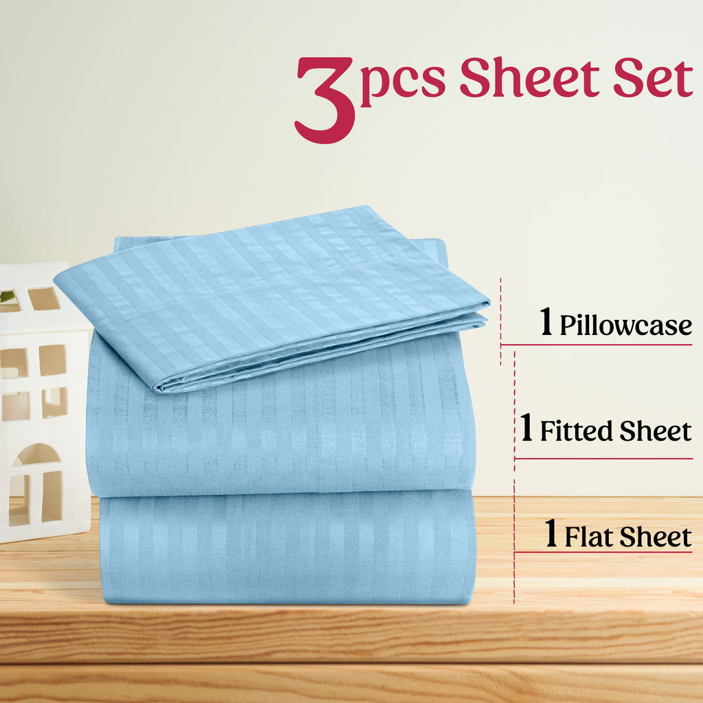 Lux Decor 4/3 Pieces Striped Bed Sheets Set - Hotel Luxury Sheets, Deep Pocket Up to 16 Inches, Extra Soft, Breathable Cooling Sheet & Pillowcases, Easy To Fit, Wrinkle Free, Fade & Stain Resistant Bedding Set