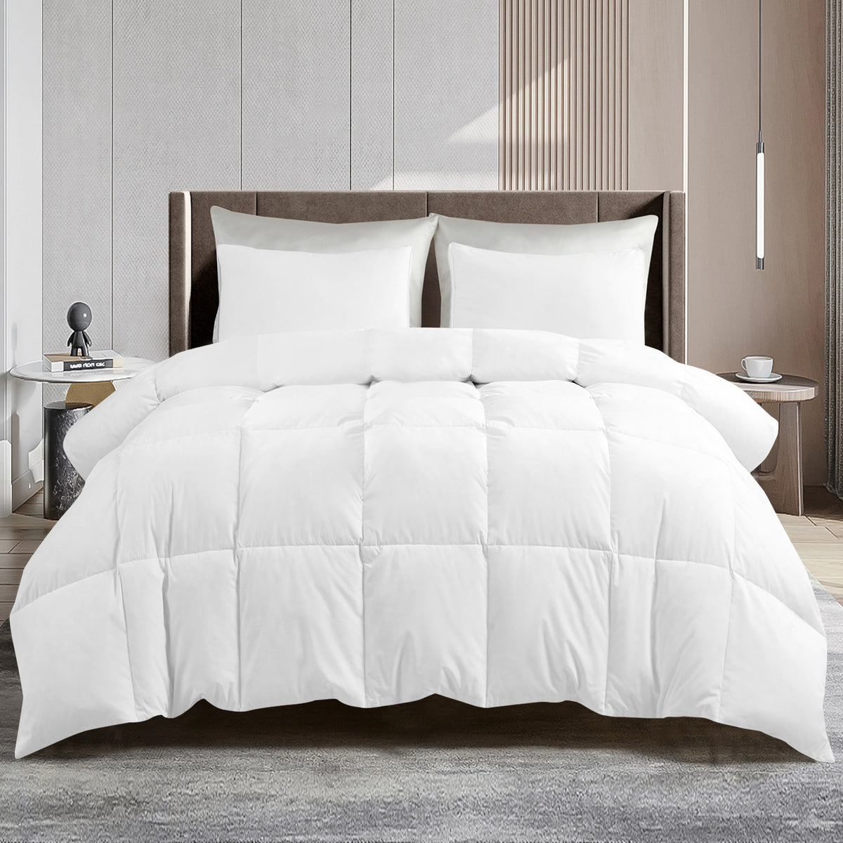 Lux Decor Comforter - All Season Quilt Comforter For Summer Sleeping With Corner Tabs - Soft, Breathable Versatile Bedding & Bedroom Decor - Luxurious Box Stitching