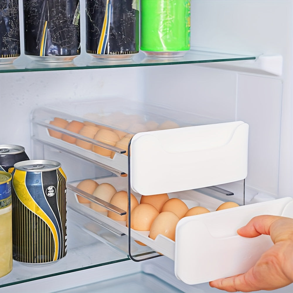 Egg Holder for Fridge, 2 Layers Fresh Egg Storage Container Organizer Bin, Each Layer Could Hold 18 Eggs, Clear Stackable Plastic Egg Tray with Handles, for Fridge, Kitchen, Home, 12X 6.9X 6 Inches, for Halloween And Christmas