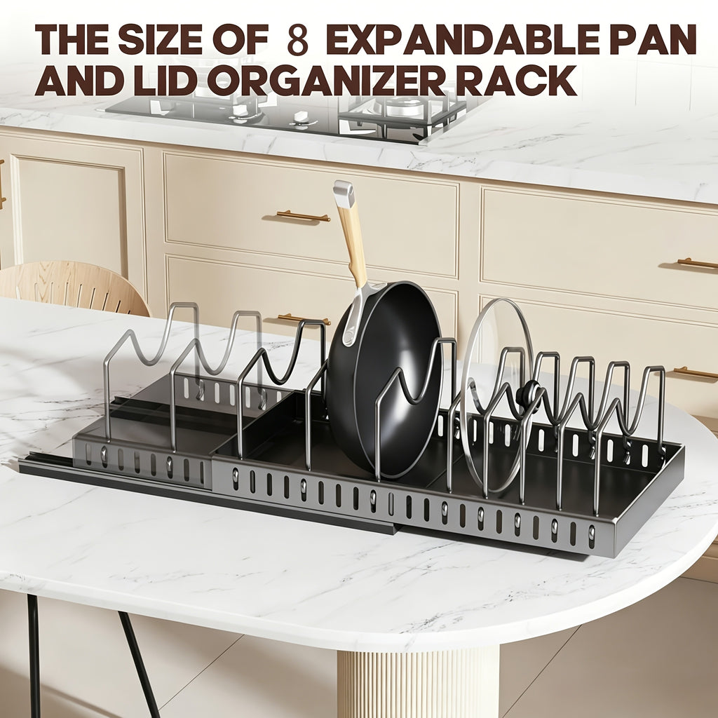 [Kitchen Accessories] 1/2Pcs Cabinet Pull-Out Pot Rack, A Sliding Pot Lid Holder And Flat Pan Holder For The Kitchen, A Sliding Storage Box Within The Cabinet, Suitable For Storing Pot Lids, Baking Utensils, And Plates. 8/16 Adjustable Dividers. Kitchen A