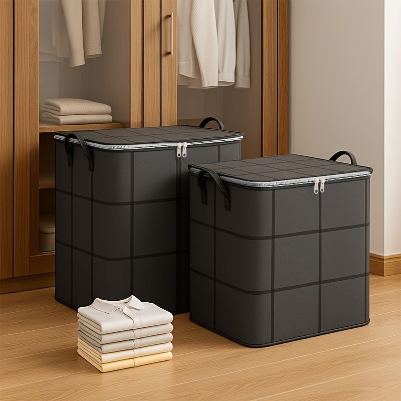 3 Pack Large Clothes Storage Bags, Foldable Wardrobe Storage Bag, Large Capacity Storage Box, Household Double Zipper Organizer Bag with Handles for Clothes And Quilts, Suitable for Moving, Travel, Storage Basket, And Under-Bed Storage Bag
