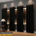 Bedroom Blackout Curtain Set, 4 Panels for Light Blocking and Privacy in Black Burgundy Grey or Green, Multiple Sizes for Living Room Window Decor