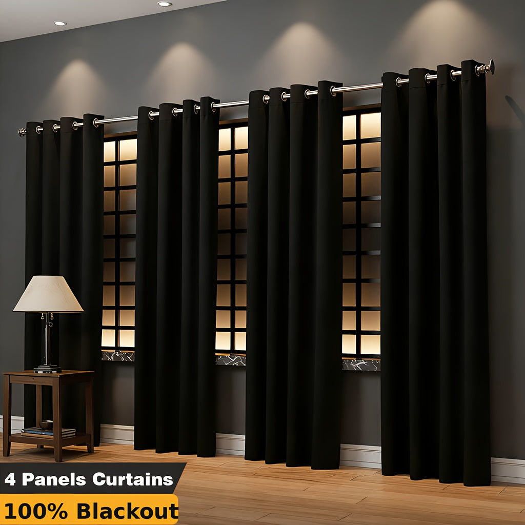4pcs Pack Living Room Bedroom Blackout Curtains Living Room Bedroom Blackout Curtains Heat Insulation Noise Reduction Privacy Protection Privacy Screen Partition Curtains Suitable for Living Rooms Bedrooms Balconies And Courtyards