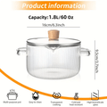 Borosilicate Glass Cooking Pot with Lid, 60.87 oz Clear Double Handle Soup Pot with Pouring Spout for Milk, Noodles and Everyday Kitchen Meals