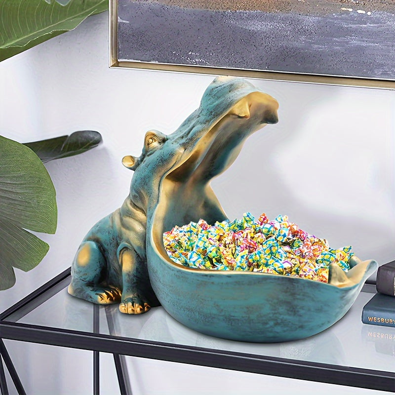 Hippo Statue Home Resin Hippopotamus Figurine Fun Candy Dish, Key Bowl, Big Mouth Sculpture Table Art Decoration Sundries Container Storage Boxes, Halloween And Christmas Decorations