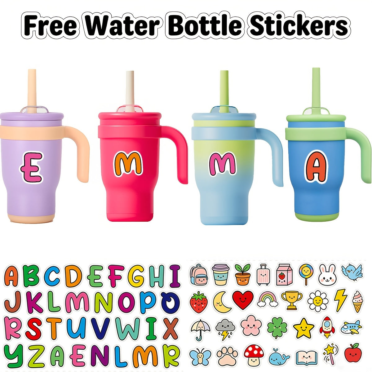 14oz Tumbler with Handle, Insulated Water Bottle with Straw And 2in 1 Lid, Stainless Steel Cup Travel Coffee Mug for Sports Office Gym Kitchen, Free Stickers