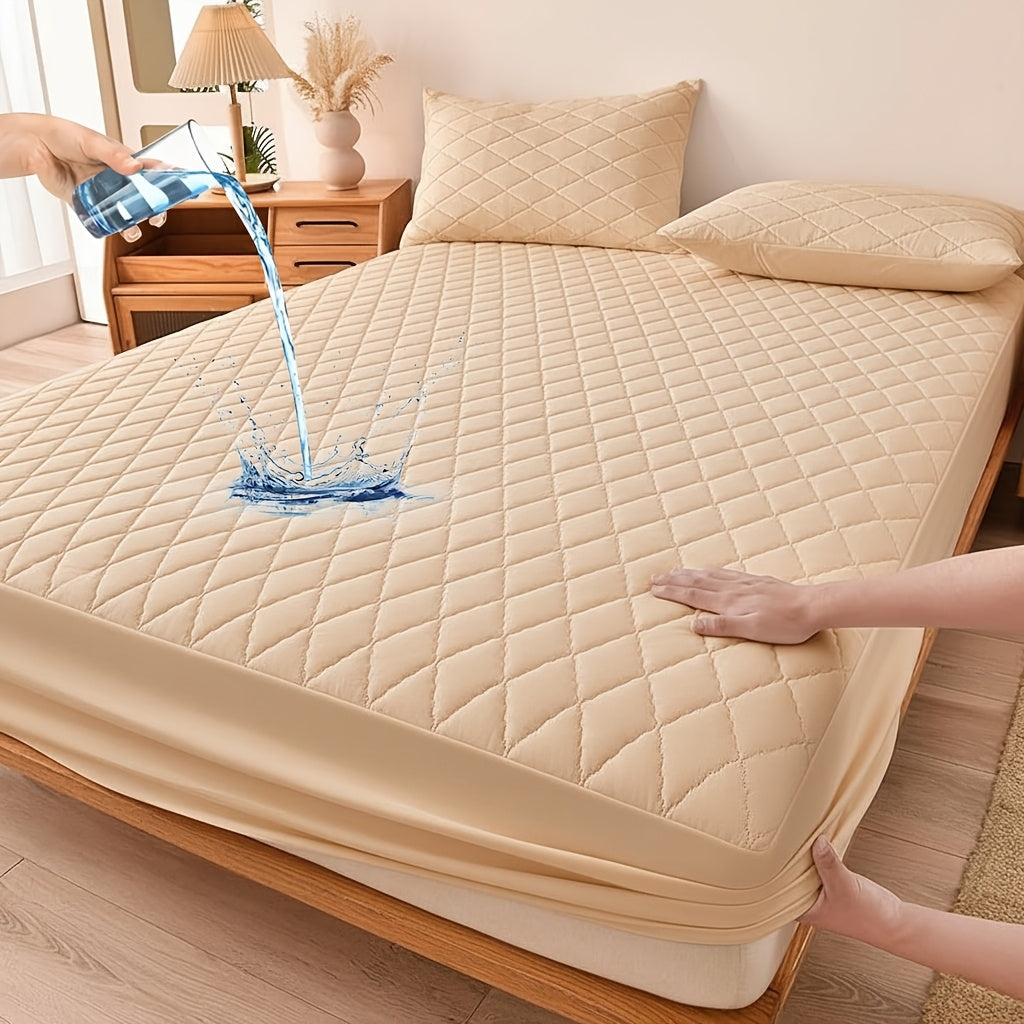1pc Soft Waterproof Mattress Protector (No Pillowcase) - Breathable & Cool Bed Sheet, Machine Washable, 4 Sizes (Twin/Full/Queen/King), Snug Elastic Edges, 7 Colors - Ideal For Bedroom, Home, Or Hotel Use, Thickened Protective Mattress Cover
