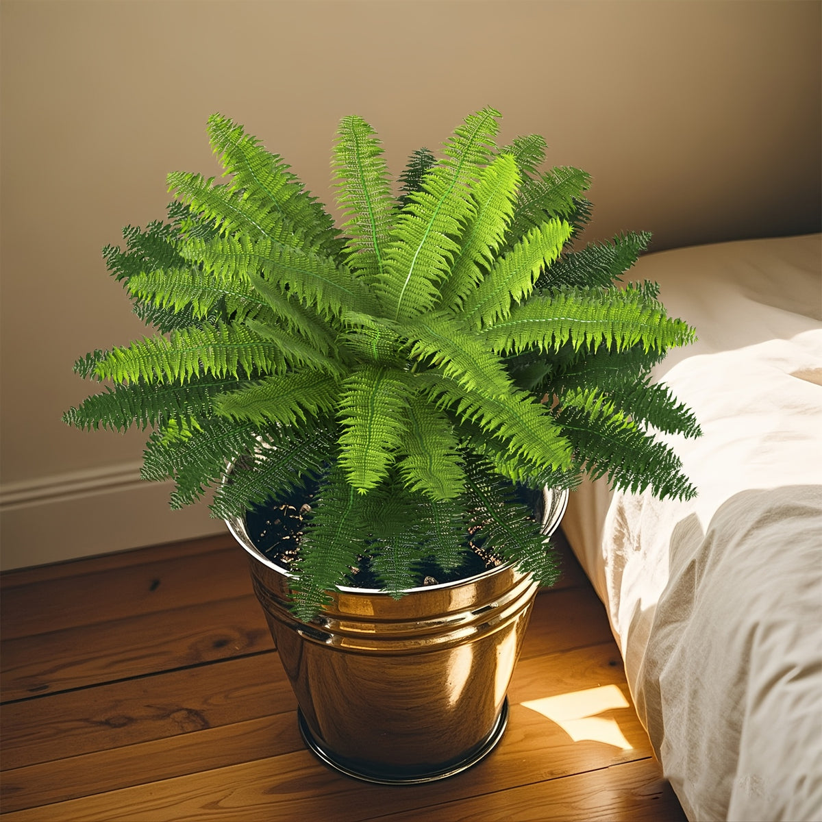 4 Large Boston Fern Greenery, 34-Inch Artificial Plant, Suitable for Outdoor Use, Home Office, Garden Porch Barn Decoration, Wedding Anniversary Festivals (Easter, Mother'S Day, Earth Day), Spring And Summer Display, Indoor And Outdoor Hanging